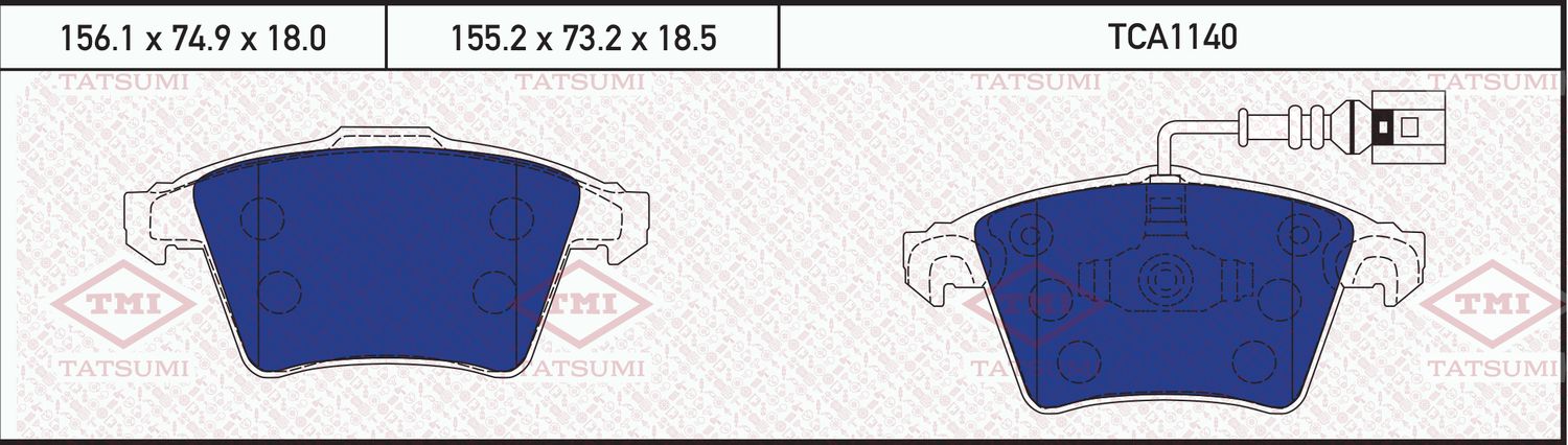 Колодки тормозные VW TOUAREG 04- перед. (Tatsumi). Артикул TCA1140