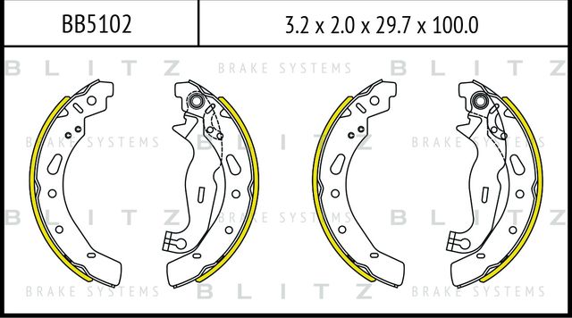 Колодки тормозные барабанные (Blitz). Артикул BB5102