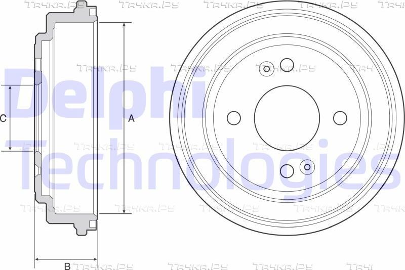 Тормозной барабан Delphi задний для Hyundai Getz I 2002-2010. Артикул BF551