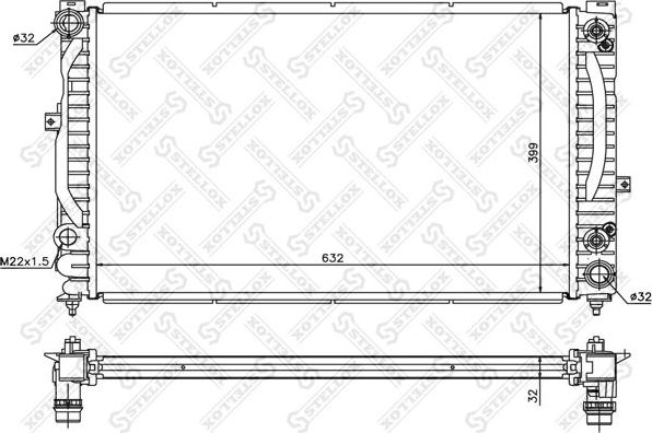 Радиатор охлаждения двигателя Stellox для Audi A6 allroad I (C5) 2000-2005. Артикул 10-25139-SX