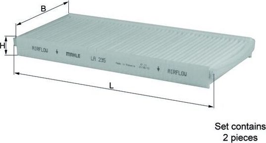 Салонный фильтр Mahle для Mazda MPV II (LW) 2002-2006. Артикул LA 235/S