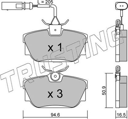 Тормозные колодки Trusting задние для Volkswagen Transporter T4 2000-2003. Артикул 355.1