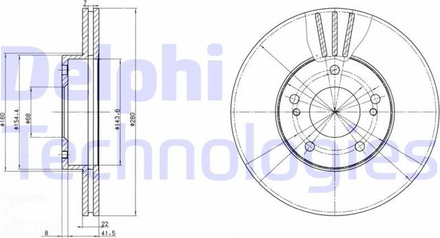 Тормозной диск Delphi передний для Nissan Maxima A32 1995-2000. Артикул BG2682