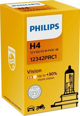 H4 12V- 60/55W (P43t) ( +30% света) Vision (Premium) Philips Vision. Артикул 12342PRC1