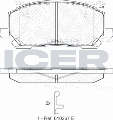 Тормозные колодки Icer передние для Toyota Harrier I (XU10) 1997-2003. Артикул 181705