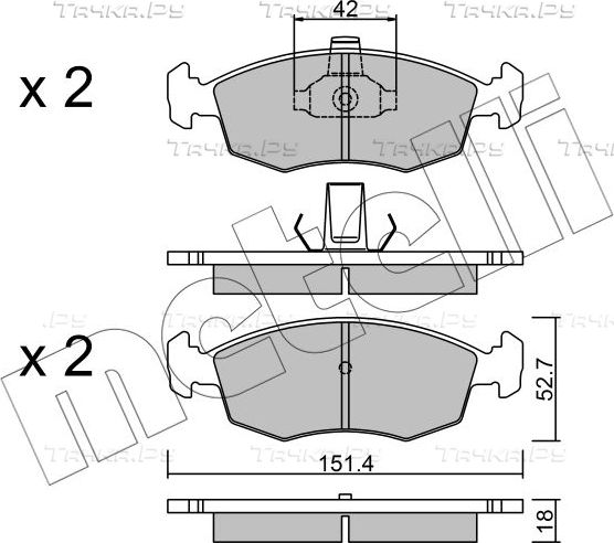 Тормозные колодки Metelli передние для Fiat Strada 1999-2026. Артикул 22-0274-3
