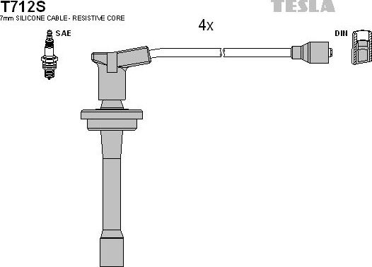 Высоковольтные провода (провода зажигания) (комплект) Tesla для УАЗ Patriot I 2004-2025. Артикул T712S