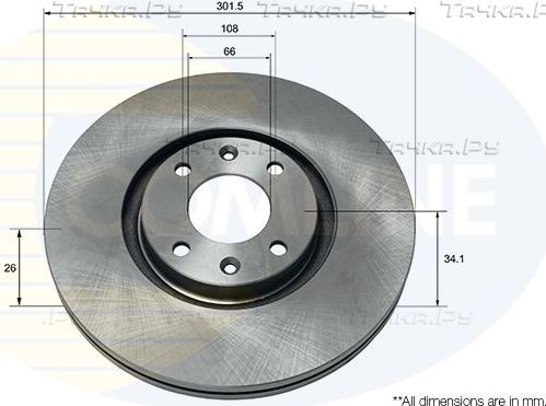 Тормозной диск Comline для Peugeot 3008 I 2009-2016. Артикул ADC1574V