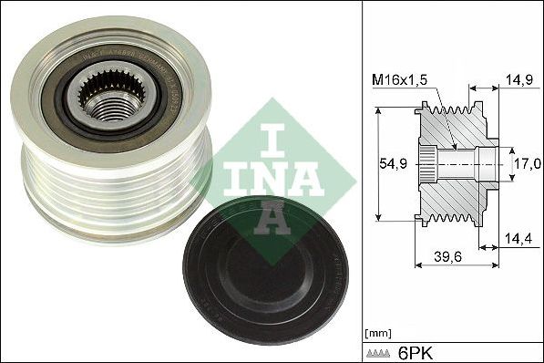 Муфта генератора обгонная Ina для Kia Sorento IV 2021-2026. Артикул 535 0368 10