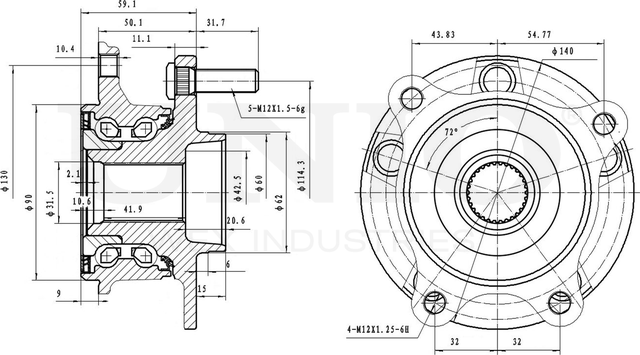 Ступица колеса с интегрированным подшипником (Unio). Артикул HUB-20276