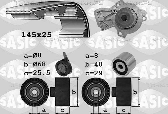 Помпа (водяной насос) с комплектом ремня ГРМ Sasic для SEAT Ibiza IV 2015-2017. Артикул 3906110