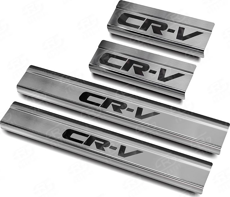 Накладка RusStal на пороги (лист нерж. шлифованный, надпись) для Honda CR-V V до рестайлинга 2016-2020. Артикул HCRV17-03