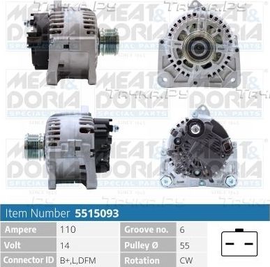 Генератор Meat & Doria для Nissan NV200 2010-2026. Артикул 5515093