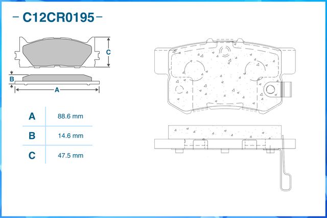 Колодки тормозные задние (Cworks). Артикул C12CR0195