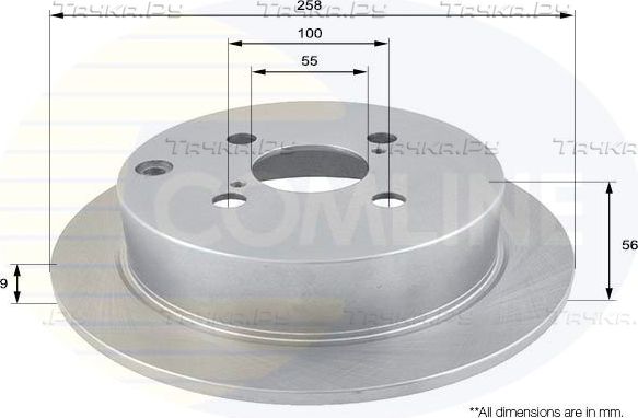 Тормозной диск Comline задний для Toyota Yaris Verso 1999-2005. Артикул ADC01115