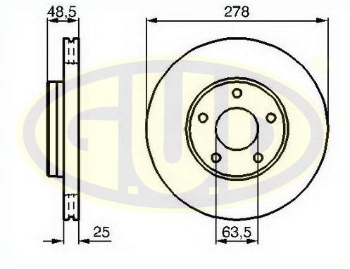 Тормозной диск G.U.D. передний для Volvo C30 I 2006-2012. Артикул GDB125199