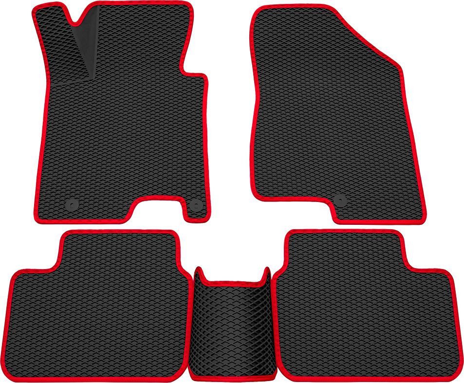 Коврики Rezkon 3D EVA ромб резиновые для салона Kia Ceed II 2012-2018 Красный кант. Артикул 9221005204