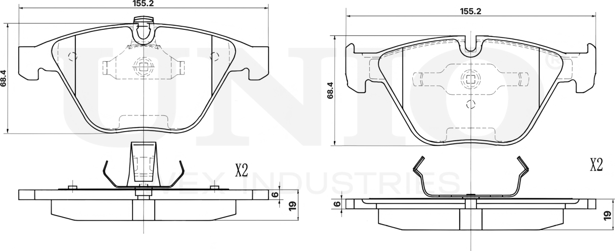 Колодки тормозные дисковые, комплект (Unio). Артикул BRP-20079