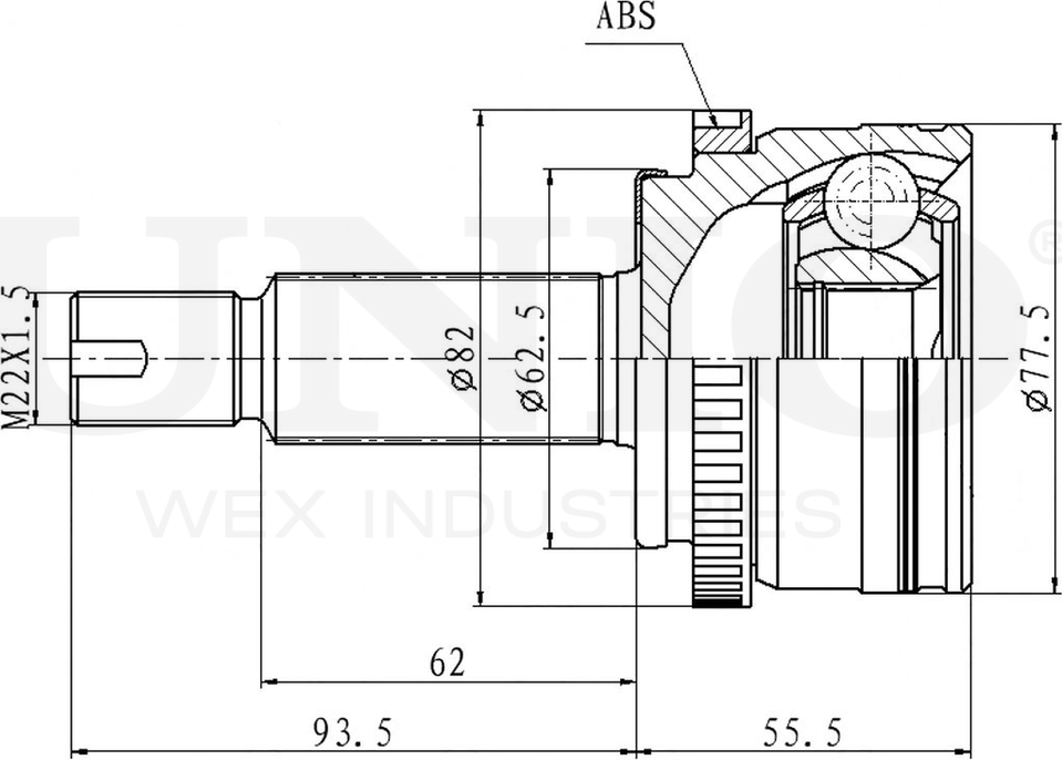 ШРУС наружный (Unio). Артикул CVJ-20084