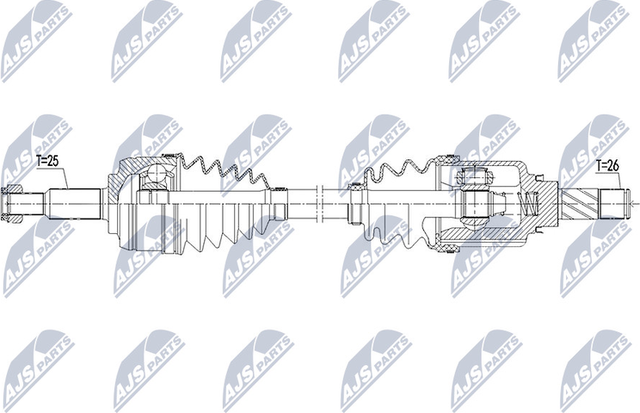 Полуось (привод в сборе, приводной вал) NTY для Renault Dokker 2013-2026. Артикул NPW-RE-113