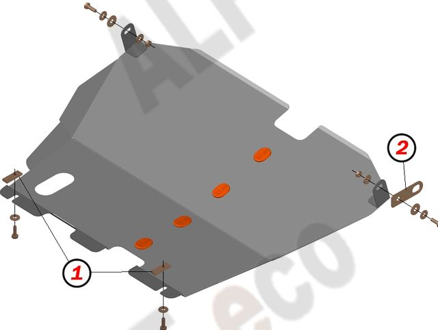 Защита алюминиевая "Alfeco" для картера и КПП Mitsubish Space Ranner передний привод 1991-1998. Артикул ALF.10.22al