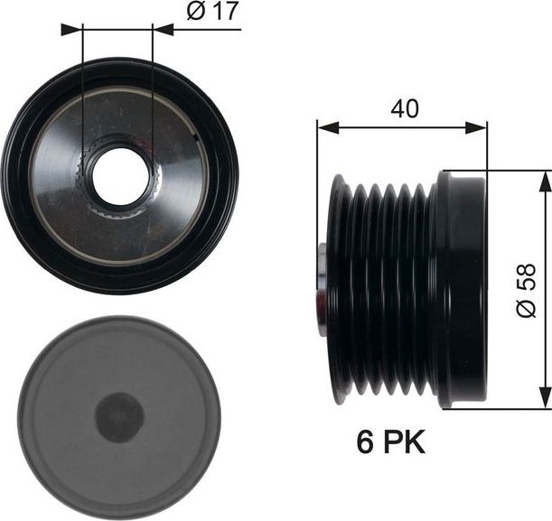 Муфта генератора обгонная Gates DriveAlign® для Ford C-MAX II 2010-2019. Артикул OAP7158