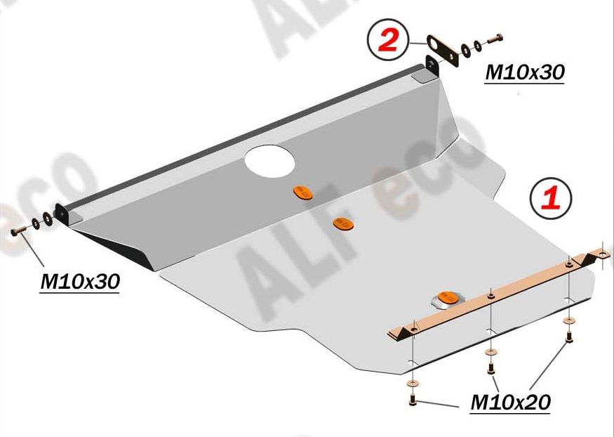 Защита алюминиевая Alfeco для картера и КПП Nissan Maxima QX A32 1994-1999. Артикул ALF.15.57al