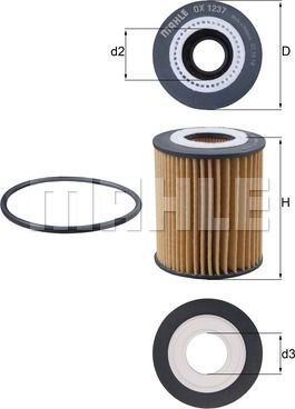 Масляный фильтр Mahle для Peugeot 208 II 2019-2026. Артикул OX 1237D