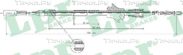 Трос ручника (тросик ручного тормоза) LPR. Артикул C0030B