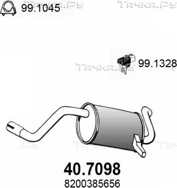 Глушитель (задняя часть) Asso для Renault Clio V 2008-2026. Артикул 40.7098