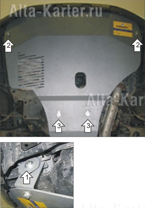 Защита алюминиевая Мотодор для каретера Subaru Outback III 2007-2009. Артикул 32225