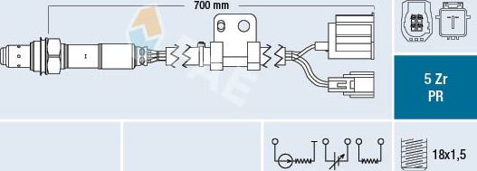 Лямбда-зонд (кислородный датчик) FAE. Артикул 75088