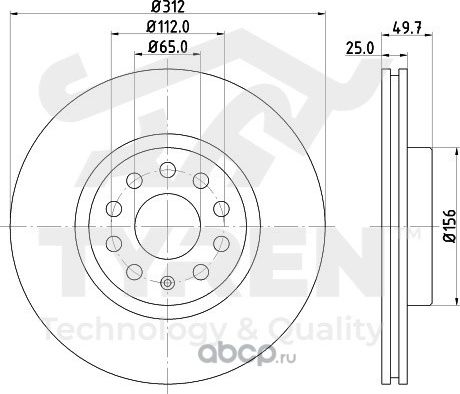 Тормозной диск (Tyren). Артикул TYR1023121