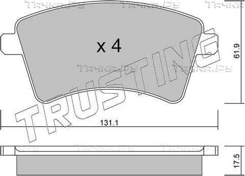 Тормозные колодки Trusting передние для Mercedes-Benz Citan 2012-2026. Артикул 828.2