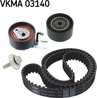 Ремень ГРМ с роликами (комплект) SKF для Citroen Nemo I 2008-2015. Артикул VKMA 03140