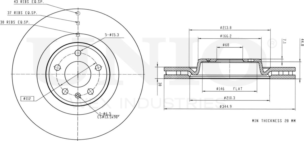 Диск тормозной (Unio). Артикул BRD-20563