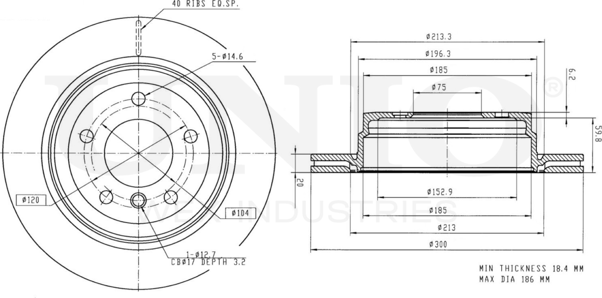 Диск тормозной (Unio). Артикул BRD-20459