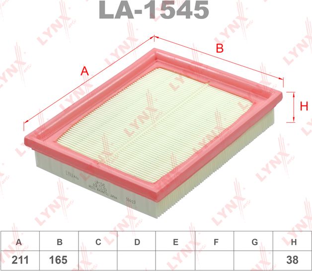 Воздушный фильтр LYNXauto. Артикул LA-1545
