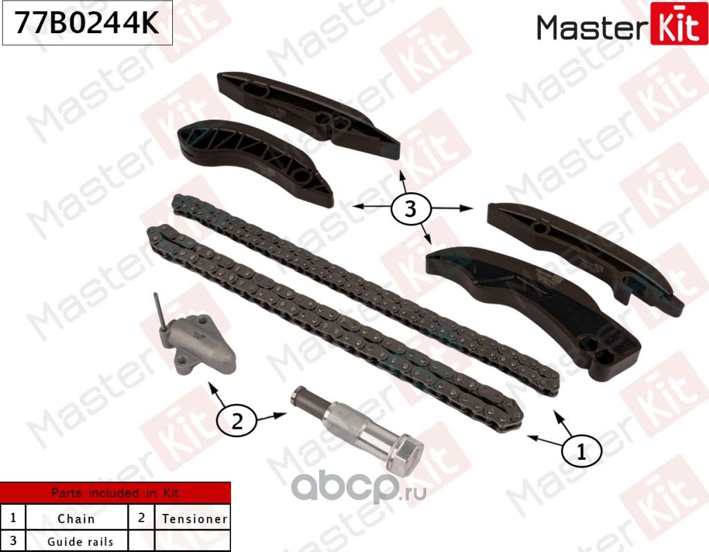 Комплект цепи ГРМ BMW F20/F22/F30/G20/F10/G30/F48/F39/F25/G01/F26/F15 2.0 B47 (Master KIT). Артикул 77B0244K