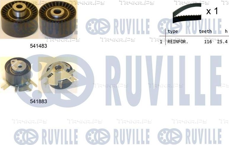 Ремень ГРМ с роликами (комплект) Ruville для Citroen C5 I 2004-2008. Артикул 550296