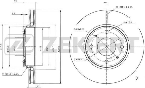 Тормозной диск Zekkert. Артикул BS-5226B