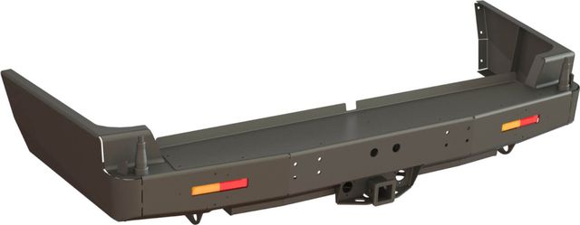 Бампер силовой задний STC для Toyota Land Cruiser 100 1998-2007 с квадратом под фаркоп и дублирующими фонарями. Артикул STC-TLC100-BR-L1