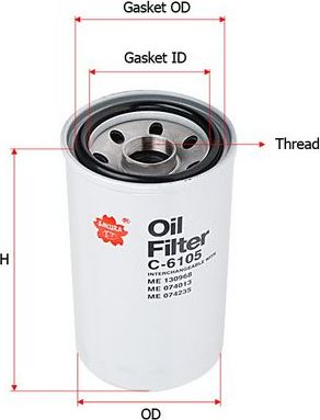 Масляный фильтр Sakura. Артикул C-6105