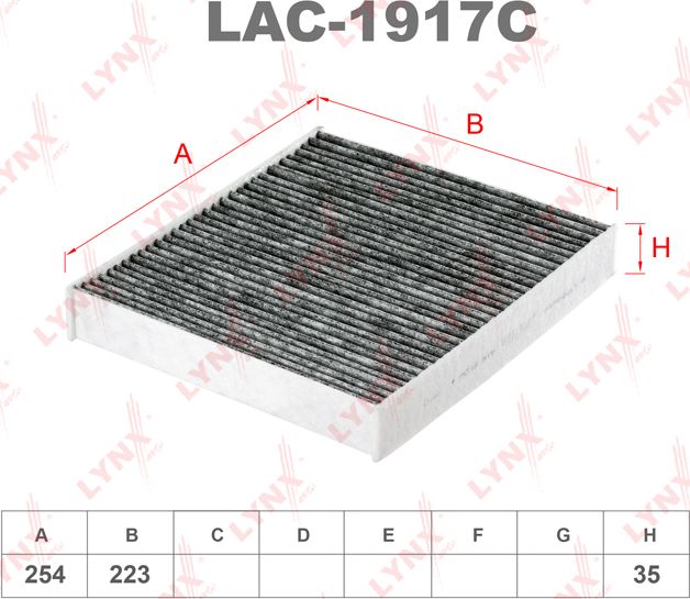 Салонный фильтр LYNXauto для Skoda Rapid I 2012-2019. Артикул LAC-1917C