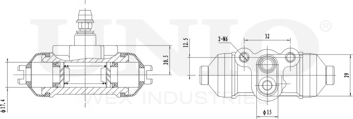 Цилиндр тормозной рабочий (Unio). Артикул BRC-20505