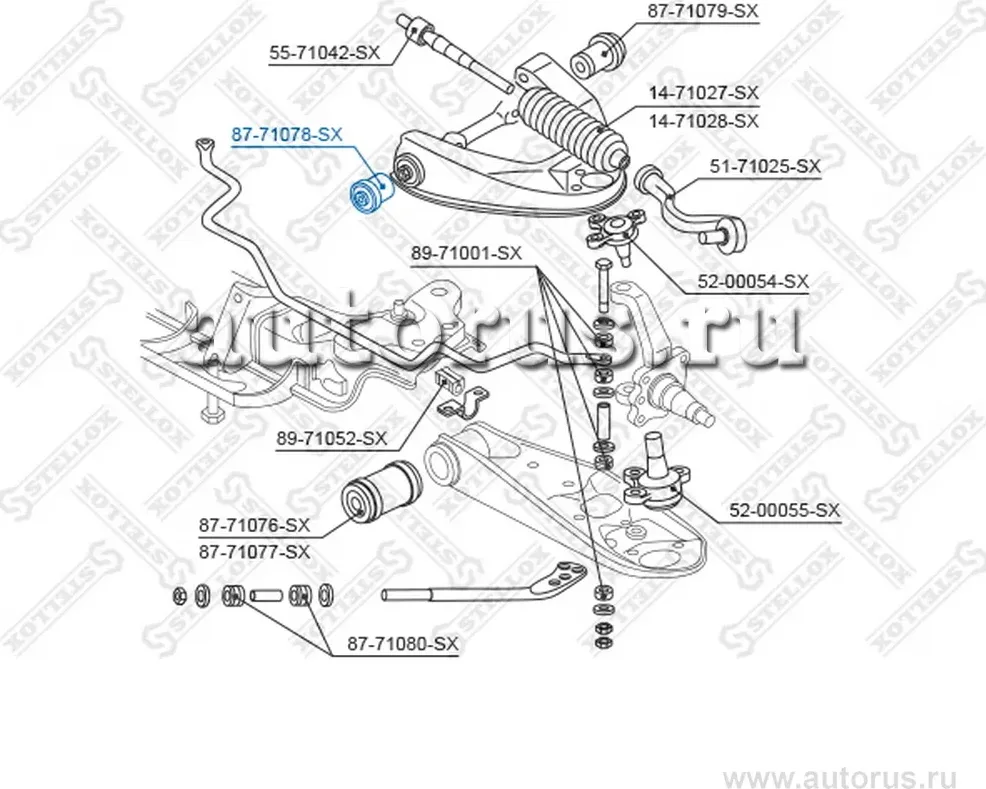 87-71078-SX_сайлентблок верхн. рычага пер.!/ Mazda E2200 SD/SR all 88 (Stellox) Stellox. Артикул 8771078SX