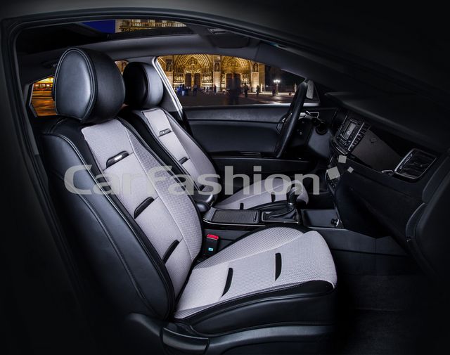Накидки универсальные CarFashion Business на передние сидения авто, цвет Серый/Черный/Черный. Артикул 21448