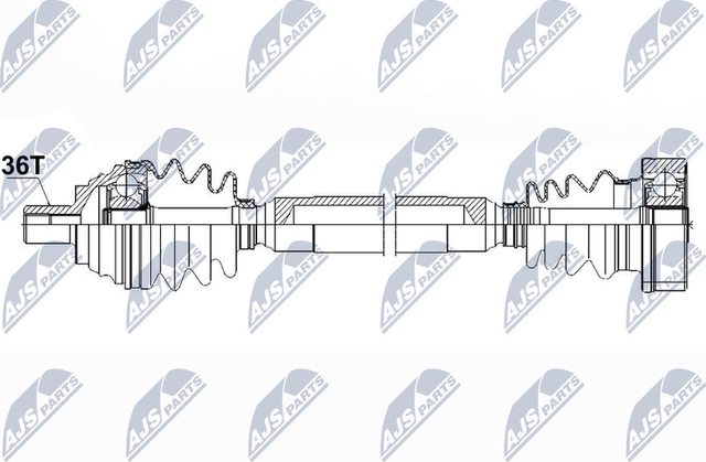 Полуось (привод в сборе, приводной вал) NTY передняя правая для Volkswagen Golf Sportsvan I 2014-2026. Артикул NPW-VW-085