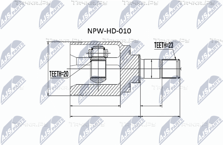 Шрус внутренний (граната) NTY задний для Honda CR-V II 2003-2007. Артикул NPW-HD-010