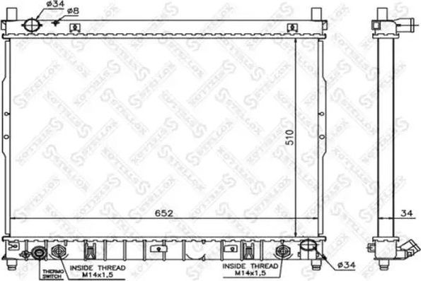 Радиатор охлаждения двигателя Stellox для SsangYong Rexton I 2002-2006. Артикул 10-26289-SX